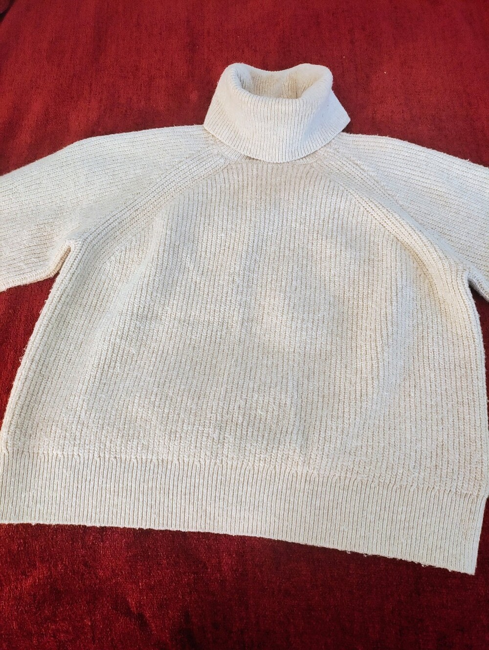 TRUTH by Republic L/G Cream Heavyweight Chunky Knit Turtleneck Sweater Cozy
